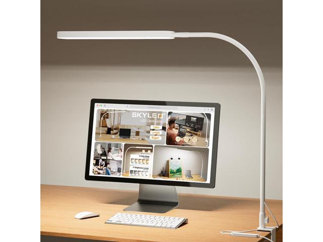 SKYLEO Led Desk Lamp - 33.5' Desk Light - Flexible Gooseneck - 5 Color Modes X 11 Brightness Levels - 1300LM - Timmer & Memory Function - 12W Clip...