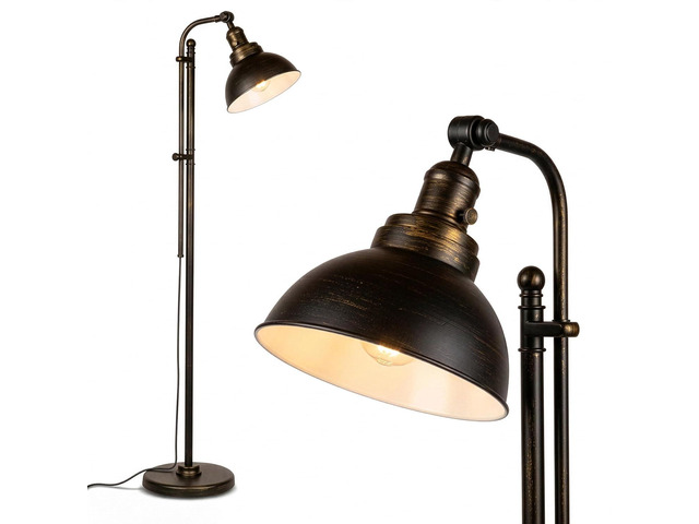 Brightech Dylan Industrial Floor Lamp for Living Rooms & Offices, Bright LED Light Charming Farmhouse Standing Lamp, Adjustable Head Reading for...