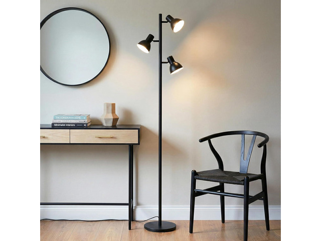 Brightech Ethan Dimmable Floor Lamp for Bedroom Reading & Living Room Decor - Modern LED Tall Tree Lamp for Offices - Black