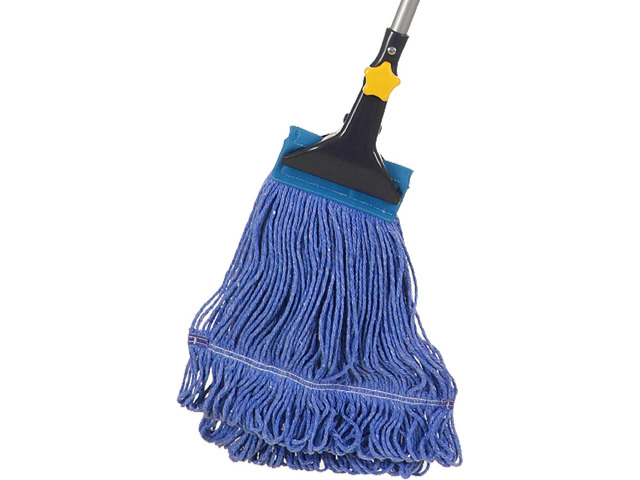 Yocada Looped-End String Wet Mop Heavy Duty Cotton Mop Commercial Industrial Grade Telescopic Iron Pole Jaw Clamp Floor Cleaning 55.1 inch