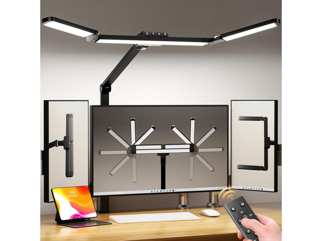 Airlonv LED Desk Lamp with Clamp, Architect Desk Lamp for Home Office with Remote, 24W Ultra-Bright Desk Light with Stepless Dimming and Stepless...