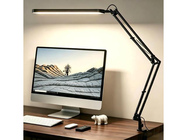 SKYLEO Desk Lamp for Home Office, Eye Comfortable LED Desk Light for Long Hours, Adjustable Swing Arm with Memory Function, Black