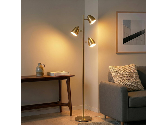 Brightech Jacob LED Standing Lamp, Modern Bright Floor Lamps for Living Rooms & Bedrooms, Tall LED Lighting Lamp with Adjustable 3 Light Tree ...