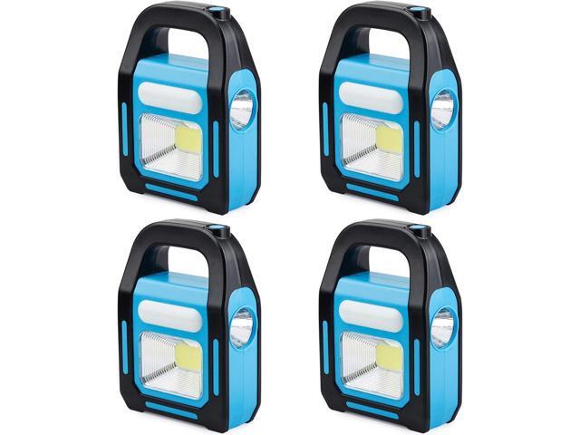 4 Pack 3 in 1 Solar USB Rechargeable Brightest COB LED Camping Lantern, Waterproof Emergency Flashlight LED Light