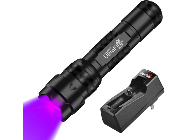 ULTRAFIRE UV Flashlight 395-405 nm Led Blacklight for Curing UV Glue, Leak Detector, Pet Urine Stain