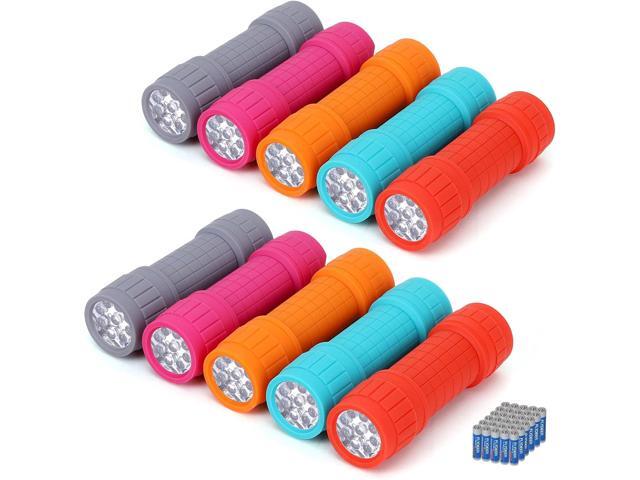 FASTPRO 10-Pack, 9-LED Mini Flashlight Set, AAA Batteries are Included and Pre-Installed, Perfect for Class Teaching, Camping, Wedding Favor