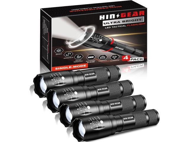 1 Mode Flashlights 4 Pack, Bright Zoomable LED Tactical Flashlight High Lumens, Water Resistant Portable Pocket Flash Light for Emergency, Camping...