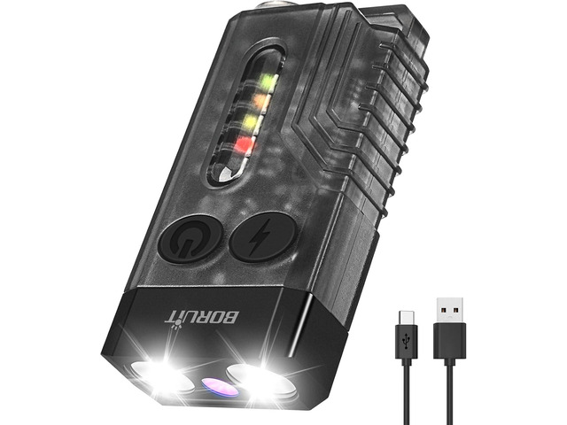 BORUIT V10 Small Powerful Keychain Flashlight with 365nm UV Red Green Blue Light,High Lumens USB C Rechargeable Mini Pocket LED EDC Flash Light-14...