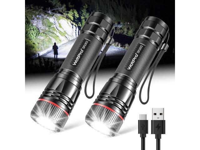 WdtPro Rechargeable Flashlights High Lumens, 2 Pack 10H Long Lasting Super Bright EDC Flashlight, LED Mini Tactical Flash Lights for Camping...