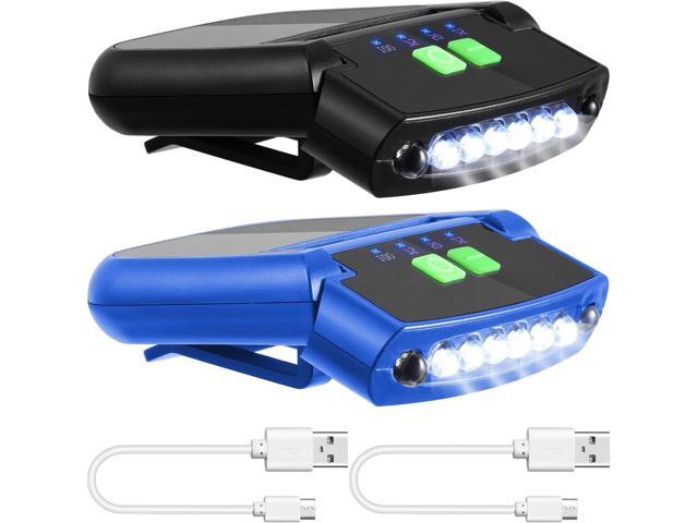 Mudder LED Clip on Cap Lights USB Rechargeable Cap Flashlight Clip Waterproof Ultra Bright Hat Flashlight Headlamp for Fishing Camping Hand Work