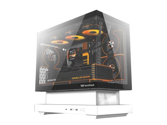 darkFlash Floatron F1 M-ATX Gaming PC Case, Floating Expansion Base Design, Open Airflow Tempered Glass Case, Back Connect Motherboard Ready,... Case