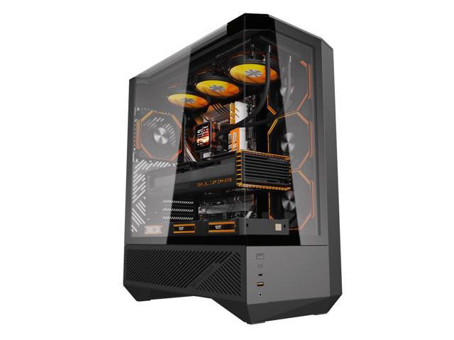 darkFlash DY460 ATX Gaming PC Case, Dual Chamber Design, 330° Panoramic Tempered Glass, 4× ARGB Fans Included, Back Connect Motherboard Ready,...