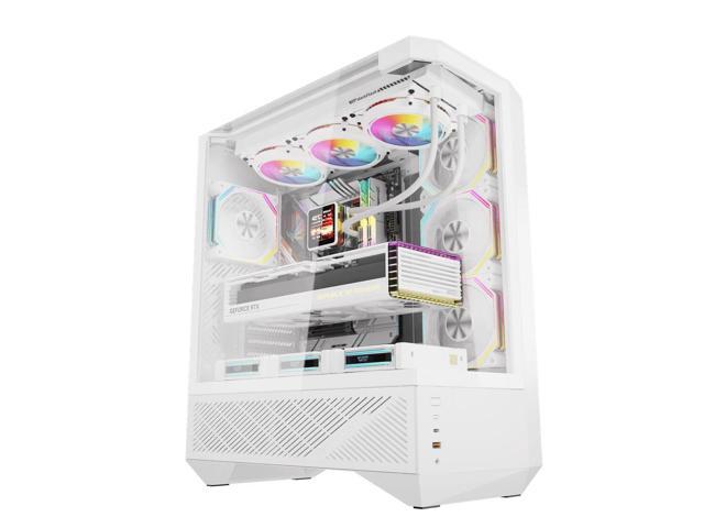 darkFlash DY460 ATX Gaming PC Case, Dual Chamber Design, 330° Panoramic Tempered Glass, 4× ARGB Fans Included, Back Connect Motherboard Ready,...