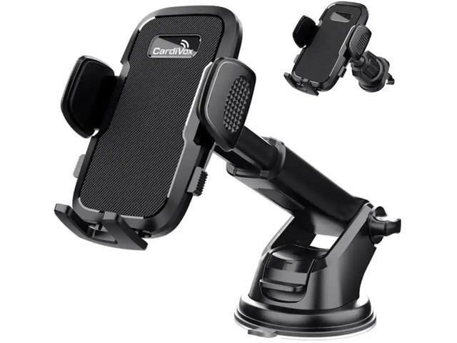 CardiVox Smart Car Phone Mount, One-Touch Lock Dashboard & Windshield Holder, 360° Rotation, Strong Suction Cup, Universal