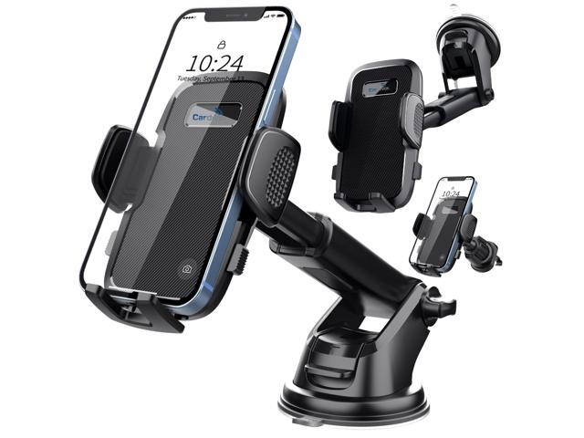 CardiVox Smart Car Phone Mount, One-Touch Lock Dashboard & Windshield Holder, 360° Rotation, Strong Suction Cup, Universal