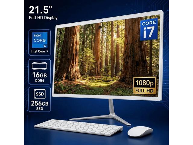 All-in-One Desktop 21.5 FHD Display, Intel Core i7 Processor Up to 3.3GHz, 16GB RAM 256GB SSD, Windows 10 with Keyboard and Mouse