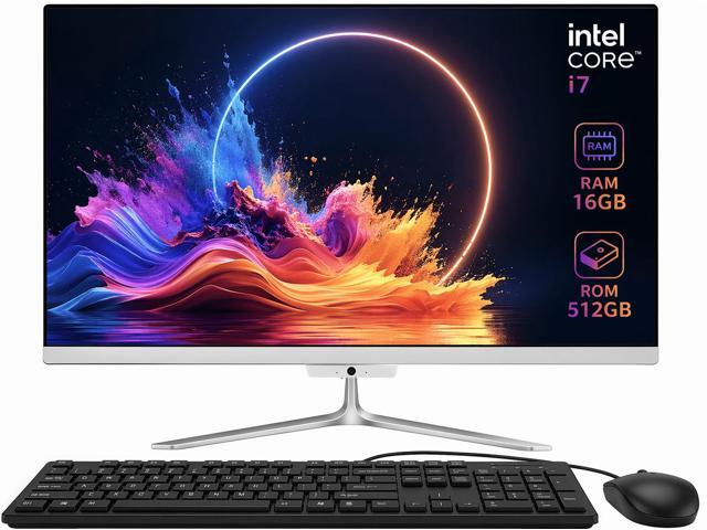 All-in-One Desktop 24' FHD Display Intel Core i7 up to 4.0GHz 16GB RAM 512GB SSD Windows 10,Mouse,Keyboard,White