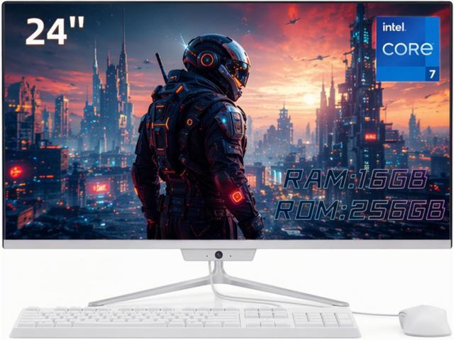 All-in-One Desktop 24' FHD Display Intel Core i7 up to 4.0GHz 16GB RAM 256GB SSD Windows 10,Mouse,Keyboard,White