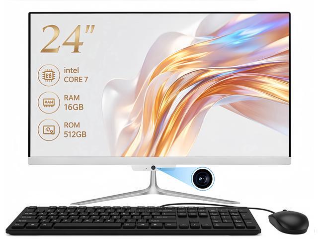 All in one pc 24' FHD Display Intel Core i7 up to 4.0GHz 16GB RAM 512GB SSD Windows 10,Mouse,Keyboard,White