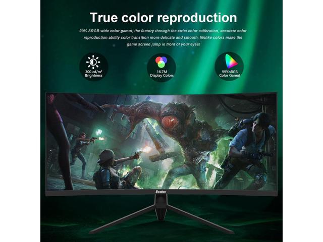 Sealan 34 Inch Ultrawide Curved Monitor Gaming, 1500R, WQHD 3440x1440p, 165Hz Monitor with RGB Backlight,PIP/PBP,127% sRGB,Crosshair/Timer/FPS/RTS,...