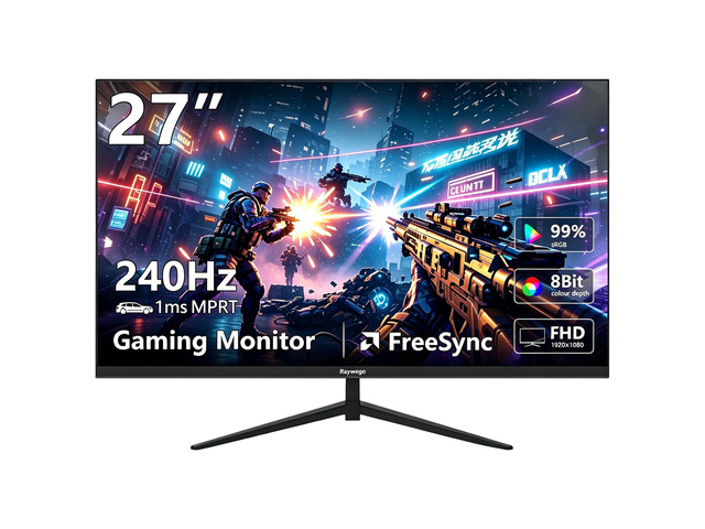 Raywego 27 Inch Gaming Computer Monitor, 240Hz, FHD 1080P Monitor, 99% sRGB,1ms MPRT, 400cd/m², AMD Freesync, Crosshair & Eye-Care Tech, Low Blue...