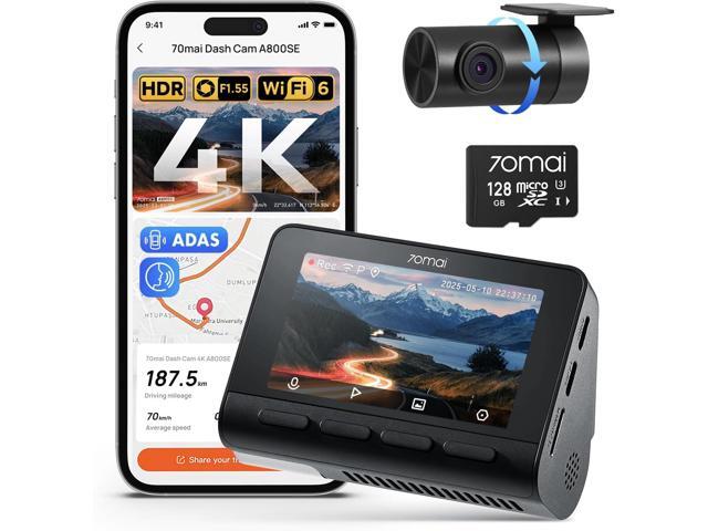 70mai 4K Dash Cam Front and Rear, Built in Wi-Fi 6 & GPS Car Camera, Super Night Vision, ADAS, 3'' IPS Screen, 24H Parking Mode, Time-Lapse, Loop...