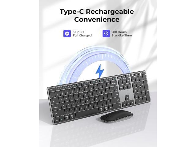 seenda Wireless Bluetooth Keyboard and Mouse Combo (USB + Dual BT), SKM64-3 Multi-Device Rechargeable Slim Keyboard and Mouse, Compatible for Win...