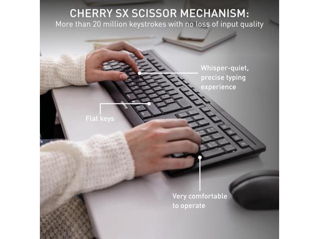 CHERRY Stream Desktop - Wireless Keyboard and Mouse Combo - US Layout - QWERTY Keyboard - Black