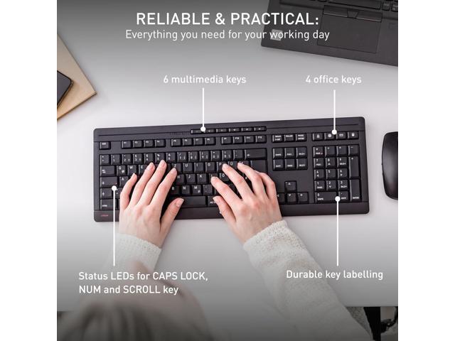 CHERRY Stream Desktop - Wireless Keyboard and Mouse Combo - US Layout - QWERTY Keyboard - Black