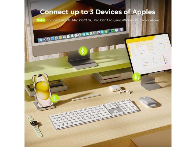 seenda Bluetooth Keyboard and Mouse for Mac, COS500 Multi-Device Rechargeable Keyboard Mouse with Quiet Keys, Full Size Slim Combo Compatible for...