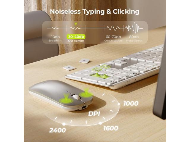 seenda Bluetooth Keyboard and Mouse for Mac, COS500 Multi-Device Rechargeable Keyboard Mouse with Quiet Keys, Full Size Slim Combo Compatible for...