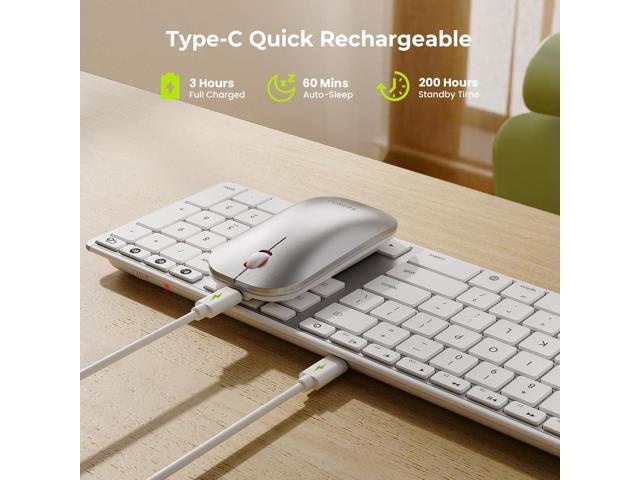 seenda Bluetooth Keyboard and Mouse for Mac, COS500 Multi-Device Rechargeable Keyboard Mouse with Quiet Keys, Full Size Slim Combo Compatible for...