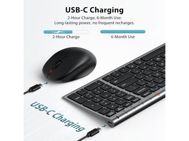 iClever DK05 Bluetooth Keyboard and Mouse Combo, Multi-Device Wireless Keyboard and Mouse (2.4GHz+Bluetooth), USB-C Rechargeable, Slim Compact...