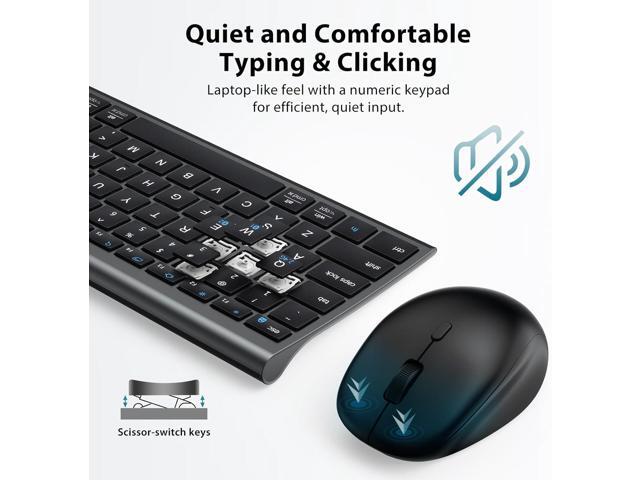 iClever DK05 Bluetooth Keyboard and Mouse Combo, Multi-Device Wireless Keyboard and Mouse (2.4GHz+Bluetooth), USB-C Rechargeable, Slim Compact...