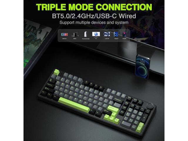 AULA F99 Pro Wireless Mechanical Keyboard with Knob,Creamy Sound,Tri-Mode BT5.0/USB-C/2.4GHz Hot Swappable Keyboard,Gasket Structure,RGB Backlit...