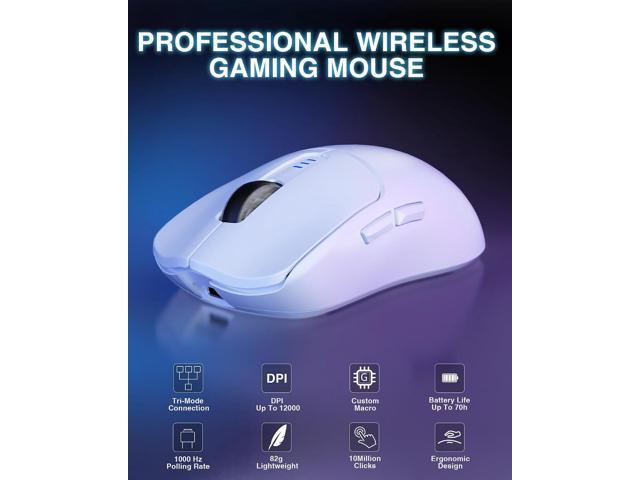 AULA SC580 Wireless Gaming Mouse, Tri-Mode 2.4G/BT5.0/USB-C Gaming Mouse, 12000 DPI Rechargeable Wireless Mouse with 6 Programmable Buttons,...