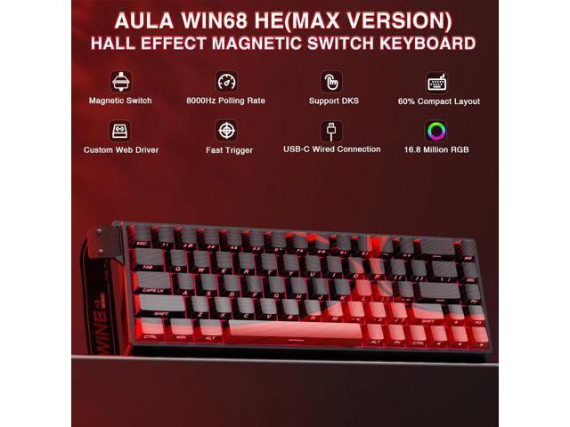 AULA WIN68 HE MAX - Hall Effect Gaming Keyboard with Magnetic Switch, Adjustable Actuation Fast Trigger Mode, 8KHz Polling Rate, RGB Backlit Wired...