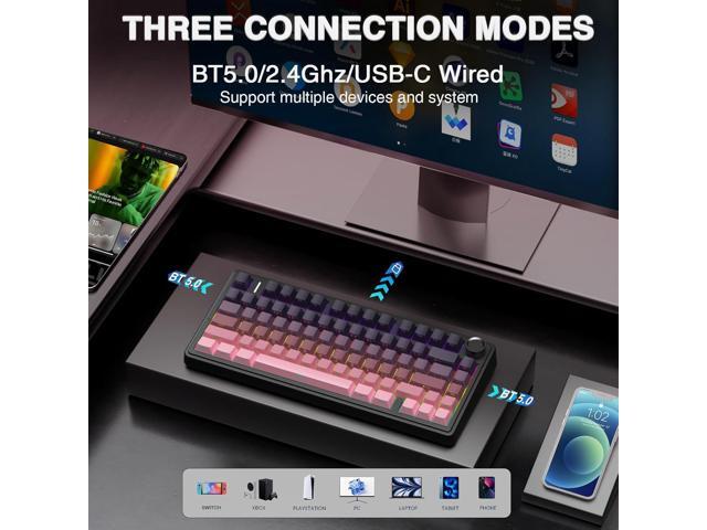 AULA F75 Pro Wireless Mechanical Keyboard,75% Hot Swappable Custom Keyboard,RGB Backlit,Pre-lubed Reaper Switches,Side Printed PBT Keycaps...