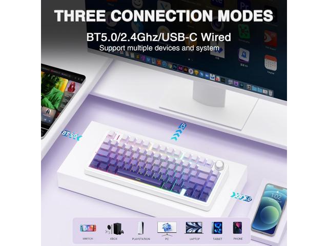 AULA F75 Pro Wireless Mechanical Keyboard,75% Hot Swappable Custom Keyboard,RGB Backlit,Pre-lubed Linear Switches,Side Printed PBT Keycaps...