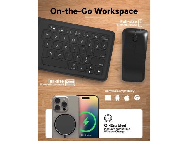 ZAGG Desktop Essentials International Travel Kit - International Power Adapter, Foldable Bluetooth Keyboard, Mouse, Wireless Charger, USB C...
