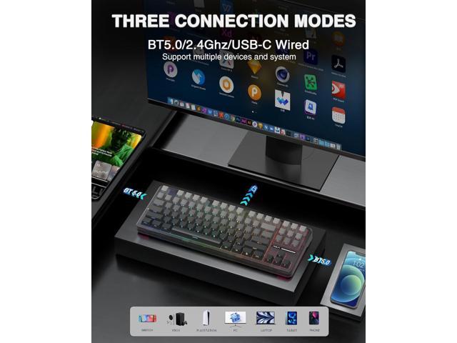 AULA F87 Pro Wireless Mechanical Keyboard,Tri-Mode BT5.0/2.4GHz/USB-C Hot Swappable Custom Keyboard,Pre-lubed Switches,Side Printed PBT Keycaps,75%...