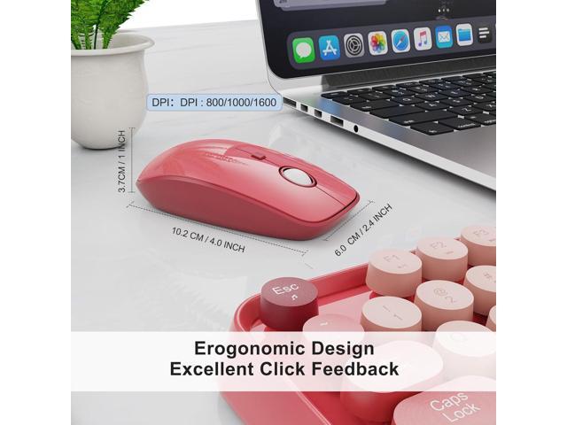 Wireless Keyboard and Mouse Combo, 2.4GHz Colorful Keyboard for Office Computer PC Desktops Laptop (104 Keys-Rose Pink)