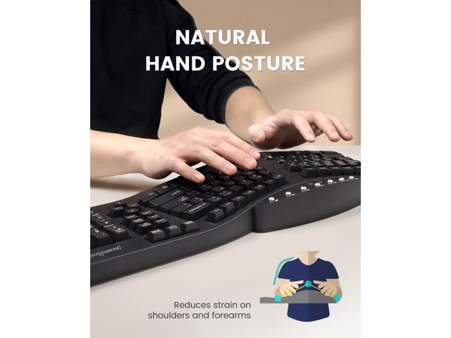 Perixx PERIBOARD-512B Wired Ergonomic Keyboard - Split Keyboard, Wrist Rest, Natural Typing - Wired USB Connectivity - US English - Black