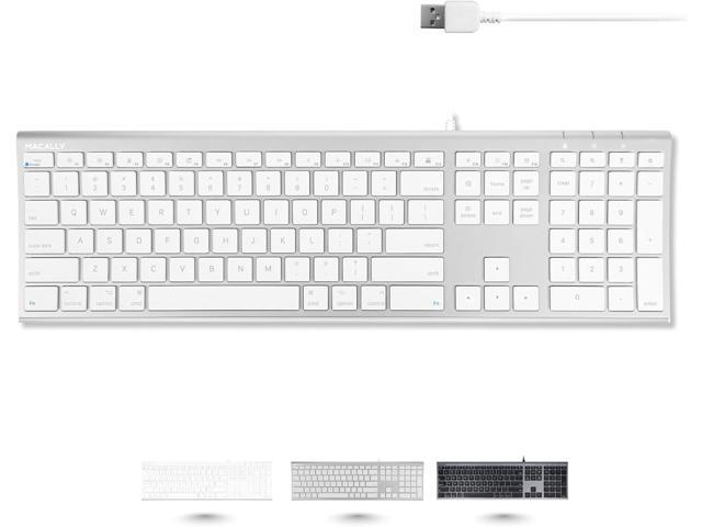 Macally Ultra Slim USB Wired Computer Keyboard - Compatible Apple Keyboard or Windows - Full Size with 20 Mac Keyboard Keys -with Numeric Keypad -...