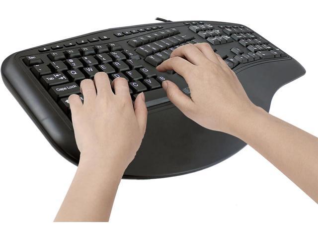 Adesso Ergonomic Split Keyboard AKB-150UB Comfort Ergo Design with Palm Rest, 105-Key US Layout, USB Connectivity, Multimedia & Internet Controls