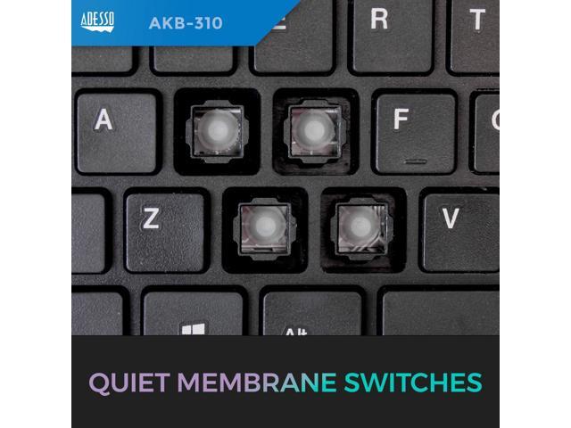 Adesso AKB-310UB - Wired USB Mini Trackball USB Keyboard, 87-Key US Layout, Black