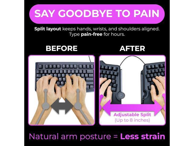 Cloud Nine C989 Ergonomic Mechanical Keyboard for PC - Kailh Linear Red Switches - RGB Light Up LED Backlit with USB - Ergo Split Key Board with Macro