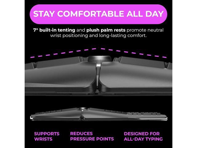Cloud Nine C989 Ergonomic Mechanical Keyboard for PC - Kailh Linear Red Switches - RGB Light Up LED Backlit with USB - Ergo Split Key Board with Macro