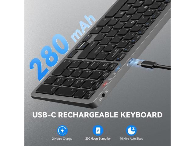 TECKNET Wireless Bluetooth Keyboard Rechargeable - Ultra Slim 2.4G+BT Keyboard with Number Pad, Low Profile Compact Silent Keyboards for Laptop,...