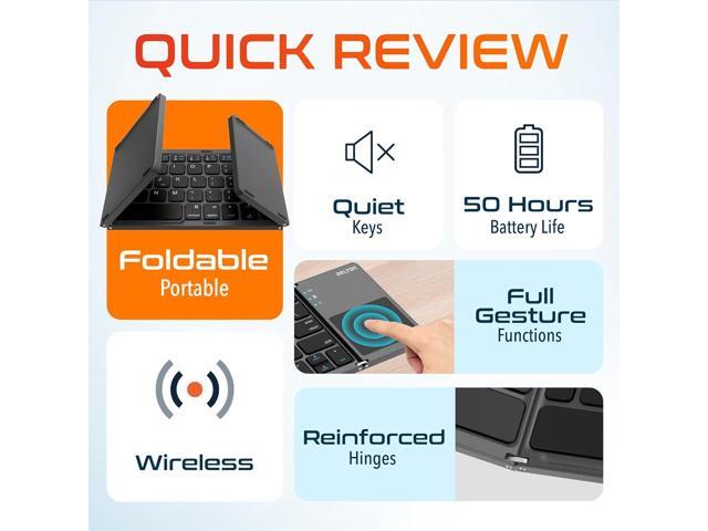 Delton F75 Foldable Bluetooth Keyboard with Touchpad, Compact and Portable Design, Rechargeable Wireless Keyboard, Compatible with PC, Laptop,...